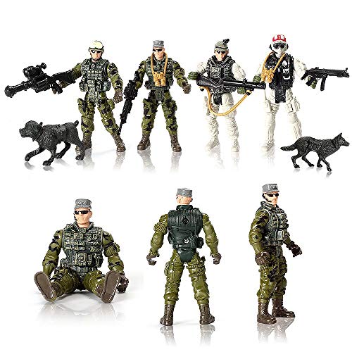 US Army Men Action Figures Play Set,Toy Soldiers with Military Weapons Accessories for Kids Boys