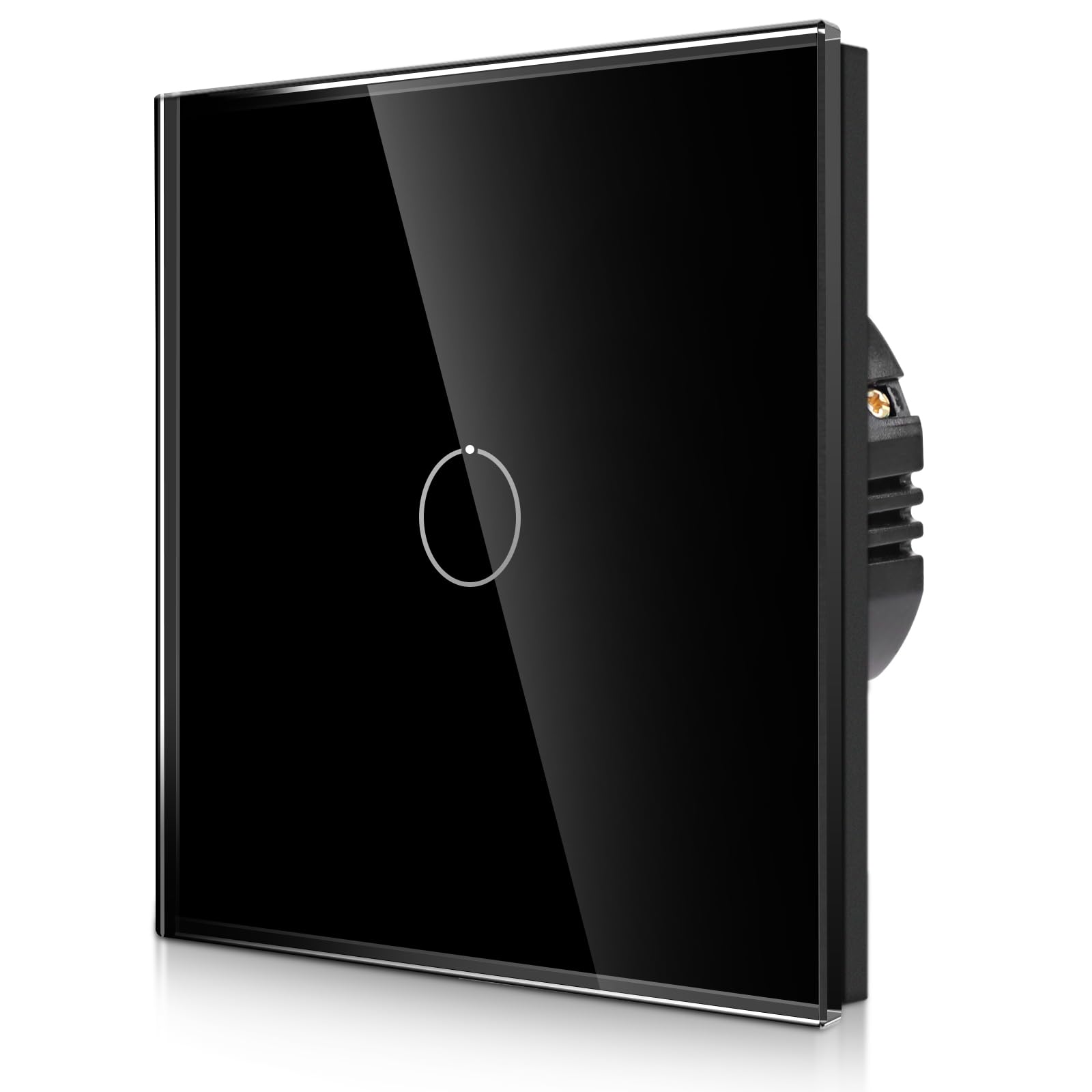 CNBINGO Touch Wechselschalter unterputz in Schwarz - Lichtschalter mit Status-LED und Glas Panel - Paar nur mit diese Serie Wechselschalter - 1 Fach Wandschalter