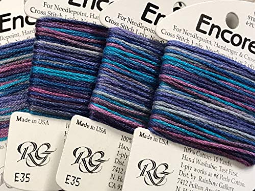 RAINBOW GALLERY-Encore-(10 YDS/Card)-4-PLY Cotton-for Needlepoint-Hardanger OR Cross STITCH-COLOR-E35-WILDBERRIES-THIS Listing is for 1 Card