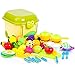 52-Piece Pretend Play Kitchen Toys & Food Set | In Beautiful Storage Container - Includes Kids Toy Dishes, Cutting Play Foods, Play Fruits & Play Vegetables, Mini Toy Stove Top, Play Kitchen Utensils