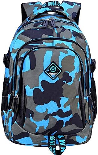 Konarin Camo Boys Elementary School Backpack Back Pack for Kids Book Bags Blue