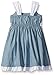 Blueberi Boulevard Baby Strappy Bow Waist Sundress, Chambray, 24 Months