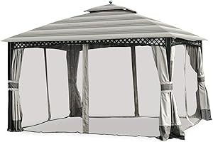Garden Winds Replacement Canopy for The Windsor Gazebo - Standard 350 - Stripe Stone - Replacement Canopy TOP Cover Will FIT Model L-GZ717PST-C. Will NOT FIT Any Other Model.