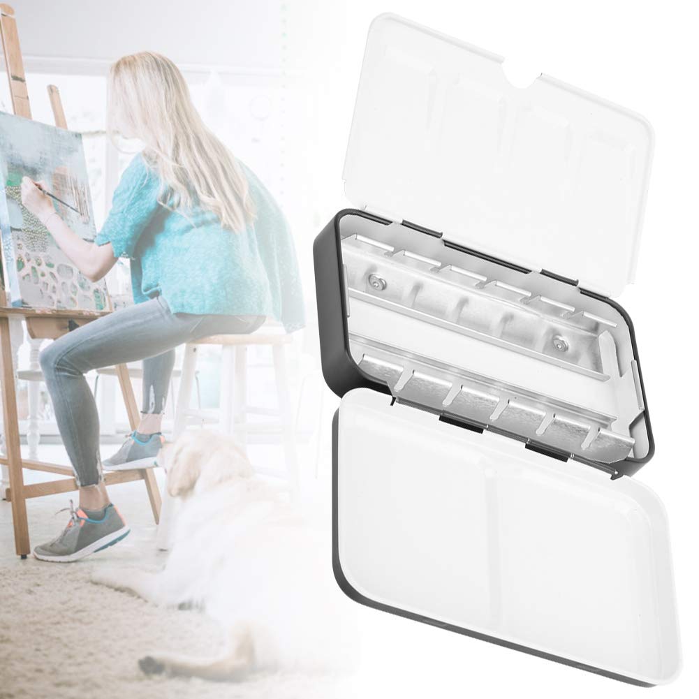 Tinplate Reusable Watercolor Box, High Quality Watercolor Pallet, Black Professional Portable Easy to Clean for Painting Beginner