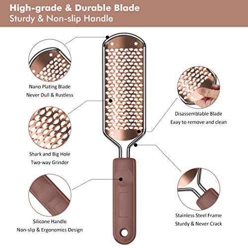 Foot File Pedicure Foot Scrubber Double-sided Callus Remover INFELING Stainless Steel Callus File Large Foot Rasp Grater for Wet and Dry Feet (3 Pack)