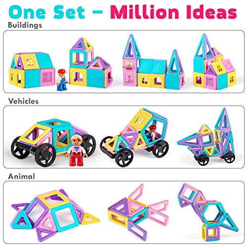 image for JAMTOYS Castle Magnetic Blocks - 132-Piece Set for Girls & Boys with P