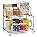 EZOWare Countertop Shelf, 2-Tier Standing Storage Organizer Spice Jars Bottle Holder for Kitchen Bathroom Cosmetic (Black)