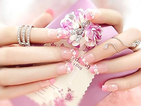 Amazon ネイルチップ つけ爪 シンプルパール ピンク ノーブランド品 ネイルチップ 通販