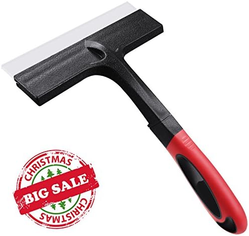 Towney Shower,Window,Bathroom and Car Glass Squeegee -Anti-skid Car Window Glass Cleaner Wiper Black Red 8"