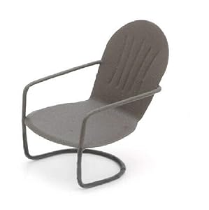 Miniature Rustic Brown Glider Chair, Outdoor Fairy Garden Furniture, Metal Chair