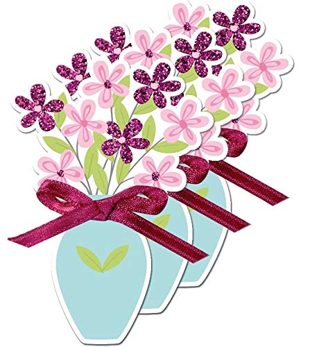 Express Yourself MIP, self Adhesive, Vase of Flowers Multi Pack Toppers - Ideal for Card Making, Gift Wrapping, Scrapbooking, Papercrafts, Childrens Crafts etc