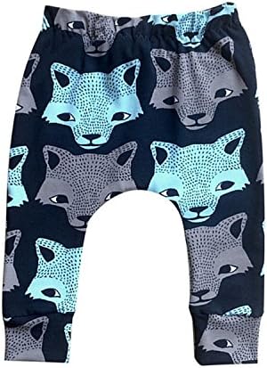GSHOOTS Baby Boy Girls' Wolf Printed Pants Leggings Trousers (70/3-6 Months, Blue Wolves)