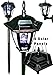 Black Vintage Hexagon Light Solar Lantern Post Garden Stake with Wall Mount Solar Lantern Lights