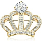 Crown Brooch Pin Corsage, Sweater Dress Shawl Elegant Jewelry Accessory Decor for Wedding Birthday Party Christmas Gift (Gold)