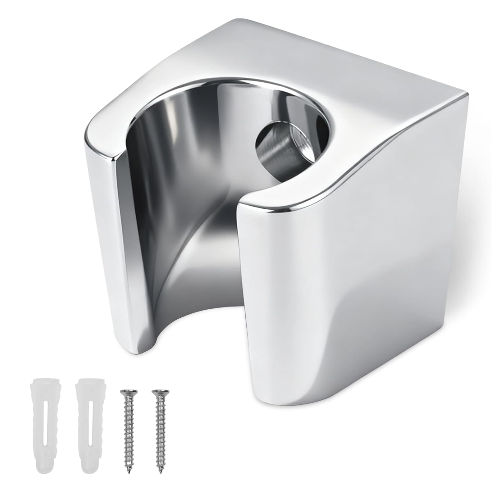 Silver Shower Head Holders, CHSEROK Shower Bracket, Wall Mount Shower Bracket with Screws, Zinc Alloy Material, Compatible with Most Showers