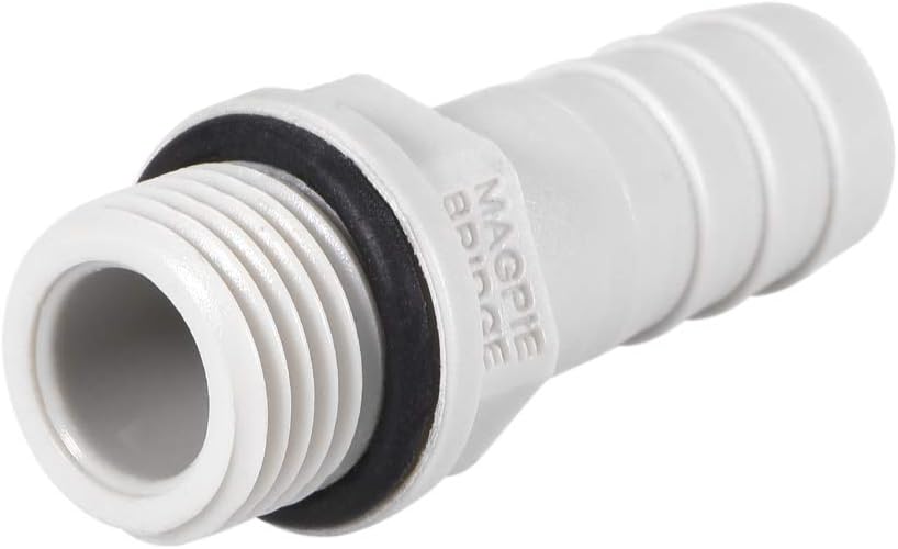 sourcing map PVC Barb Hose Fitting Connector Adapter 10mm or 25/64" Barbed x 1/4" G Male Pipe 20pcs, White, (1/4"G x 10mm)-20pcs - Image 4