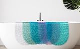 WELTRXE Non Slip Bath Mat 69x36 cm PVC Pebble Drain Holes Suction Cups view 9