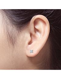 Diamond Wish - Pendientes de tuerca de oro de 14 quilates, corte princesa con diamante (1 5 quilates, J-K, I2-I3)
