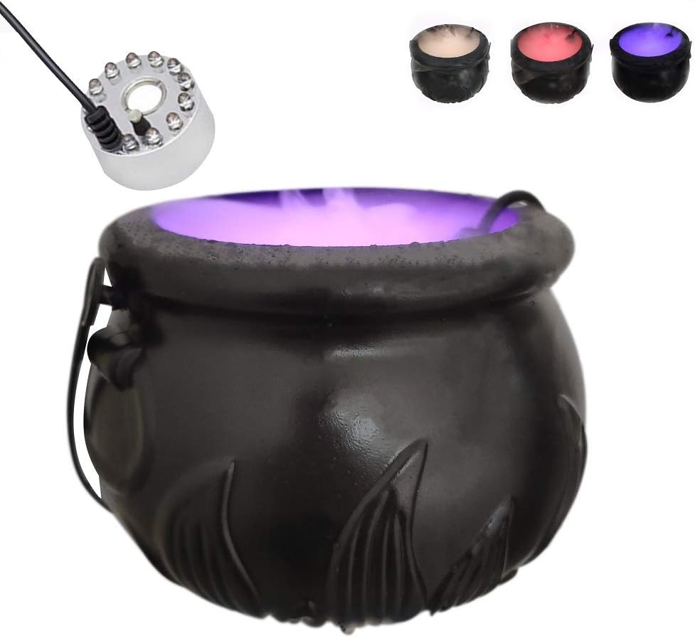 unbanded Home Decoration Fogger Mist Maker Colored Light with Splash Guard, Zinc Alloy Ultrasonic Atomizer, 12 LED Red/Blue/Yellow/Mixed Colors Changing, Air Humidifier Fog Machine