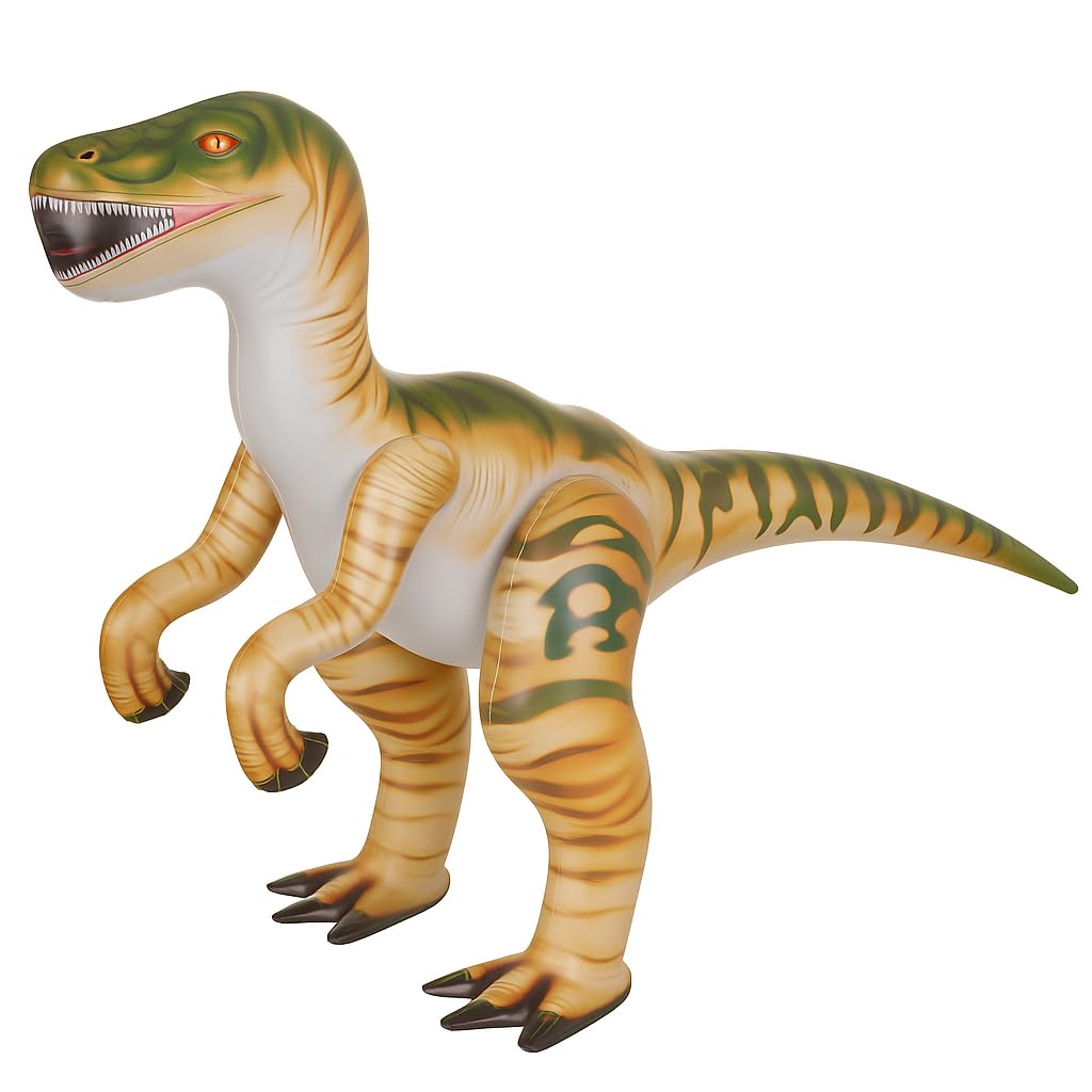 Inflatable Raptor Dinosaur Toy – Giant Blow-Up Jurassic Decoration for Kids, Dino Room Decor, Dinosaur Birthday Party Decoration & Outdoor Play