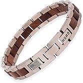 Hero Company Bowie Frontiersman Men’s Bracelet - Stainless Steel & Wood Link Bracelet for Men - Helps Pair Veterans with a Service Dog or Shelter Dog