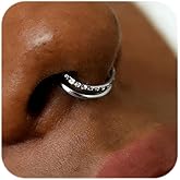 MODRSA Silver Cartilage Earrings For Women Helix Piercing Jewelry Double Hoop Earring Cartilage Hoop Second Hole Earrings For Women 16G Septum Ring Clicker Nose Ring 8mm Hinged Nose Hoops 1pcs