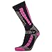Pure Athlete Kids Ski Socks - Merino Wool OTC Winter Skiing Sock for Boys Girls (1 Pair - Black/Neon Pink, X-Small-Small)