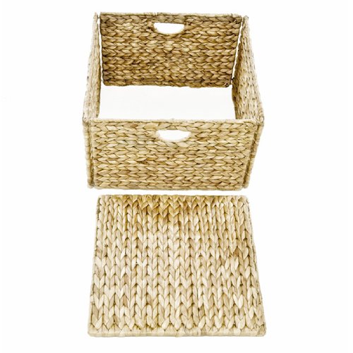 Seville Classics 2Pack Foldable Handwoven Water Hyacinth Cube Storage