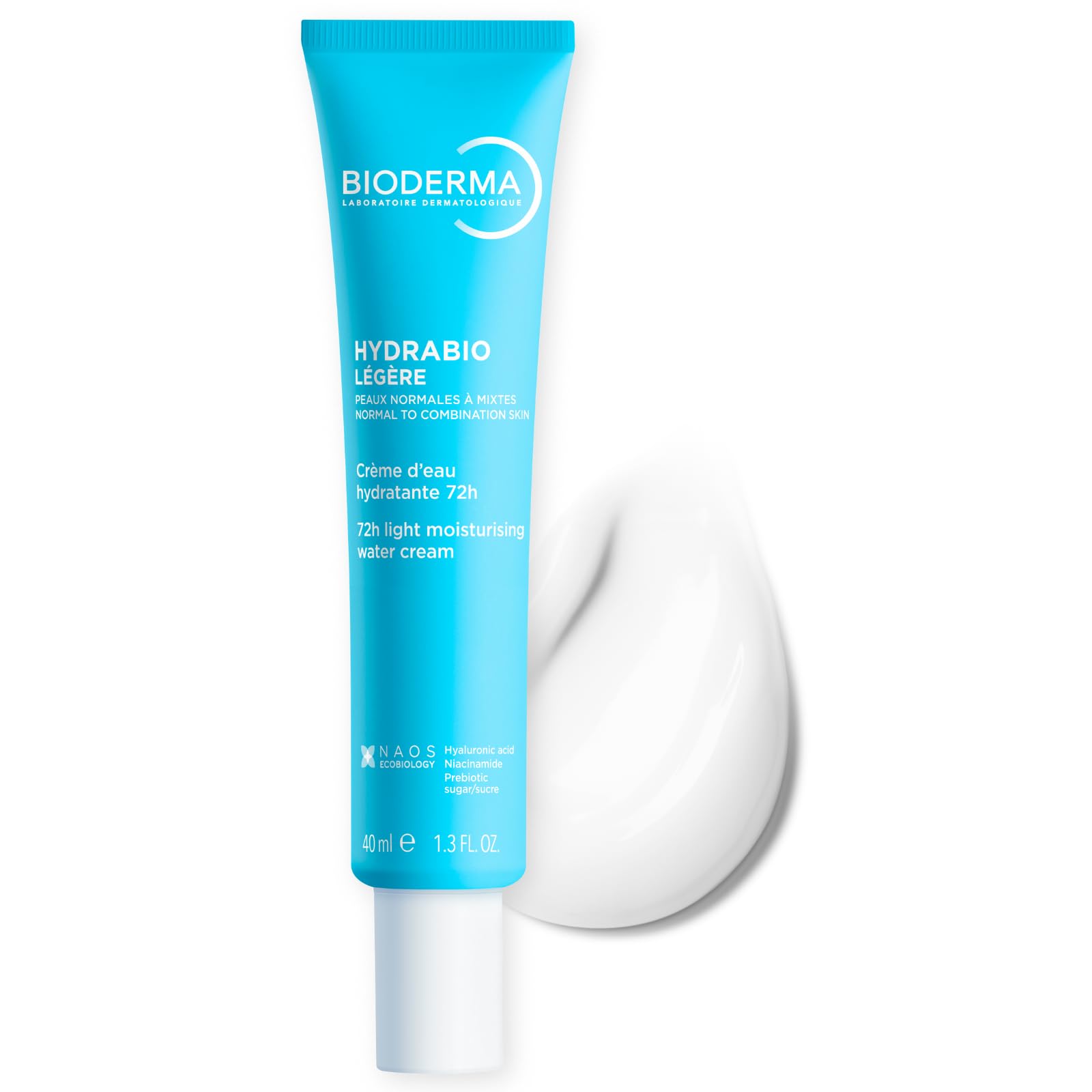 Bioderma Hydrabio Gel Cream, Hydrating Facial Cream for Radiance and Smooth Skin, Light Moisturizing Gel Cream for Normal to Combination Sensitive Skin, 1.33 Fl Oz (Packaging may vary)