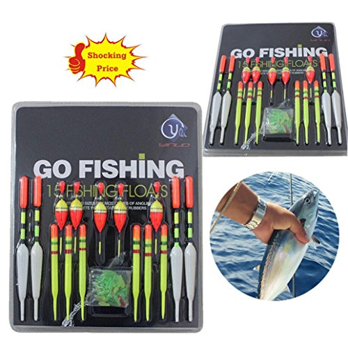 Boofab 15pcs Assorted Sizes Lot Fishing Lure Floats Bobbers Slip Drift Tube Indicator Accessories,fishing tackle,fishing lures,bait net by Randall Elliott - Thumbnail 3