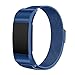 UMTELE for Fitbit Charge 2 Band, Milanese Loop Stainless Steel Metal Bracelet Strap with Unique Magnet Lock, No Buckle Needed for Fitbit Charge 2 HR Fitness Tracker Blue Large