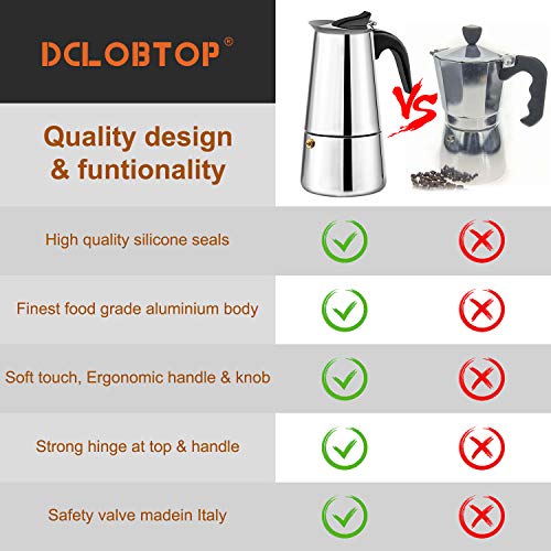 DclobDop Stovetop Espresso Maker with Classic and Rich Brews Moka Pot 6 Cup,Cuban Coffee Maker Stove top Espresso Shot Maker for Espresso italian coffee maker