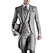 GEORGE BRIDE Premium Mens Tail Tuxedo 3pc Tailcoat suit in Gray ,Suit Jacket, Vest, Suit Pants,Grey,L