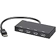 Monoprice 4-Port DisplayPort 1.2 to DisplayPort Multi-Stream Transport (MST) Hub, DP to DP Black