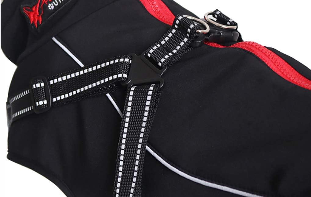 Dog Jacket with Harness, Windproof Dog Vest with Reflective Strips for Medium Large Dogs, Dog Sport Vest, Dog Winter Coat, Warm Dog Apparel with High Collar - Black - Large 0385 - Image 5