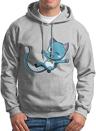 Man Boy Anime Blue Cat Happy Fairy Tail Hooded Pullover