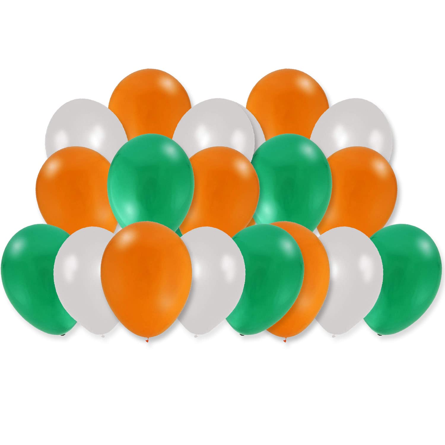AKH® Ireland St Patrick's Day Latex Balloons | Pack of 24 | 8 x Green, 8 x White & 8 x Orange Latex Balloons | 25.5CM | St. Paddy's Day Party Irish Decorations Balloons | Tricolour Reusable