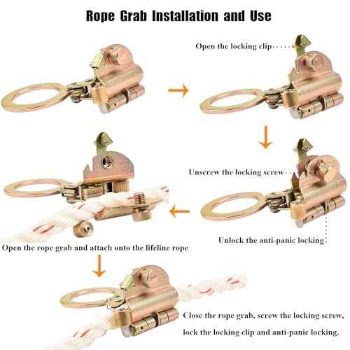 WELKFORDER Fall Protection Rope Grab With 2.25 Inch Connecting Eye Auto