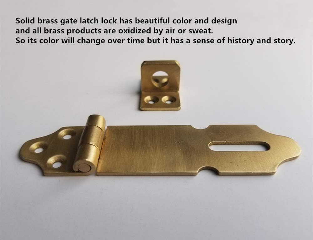Runningfish Solid Brass Padlock Hasp, Heavy Duty Door Clasp, Safety Lock Latch for Antique Modern Furniture Drawers Cabinet Doors (3 Inch, Brass Tone) - - 