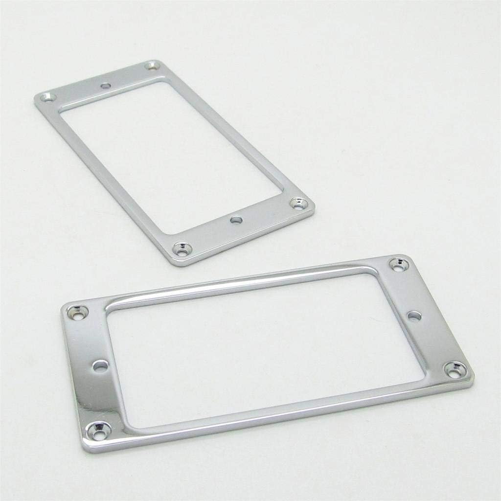 Pxyelec Chrome Metal Flat Electric Guitar Humbucker Pickup Ring, Thicknes 2mm Frame Mounting Ring Pack of 2 - Image 4