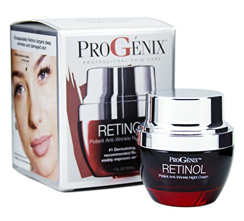 Progenix Profesional Skin Care Retinol Anti-Wrinkle Night cream for fine lines, deep wrinkles, sun damaged skin. 1oz