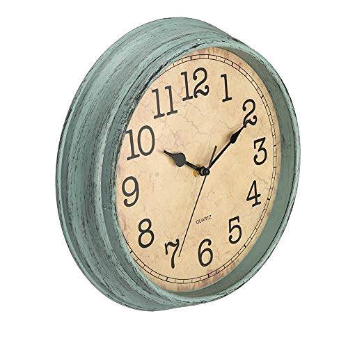 HYLANDA 12 Inch Vintage/Retro Wall Clock, Silent Non-Ticking Quartz Decorative Wall Clocks Battery Operated with Large Numbers&HD Glass Easy to Read for Kitchen/Living Room/Bathroom/Bedroom/Office