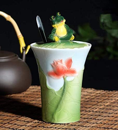 Bone China Frog Coffee Mugs with Cover Spoon Tea Milk Cups Home Office Drinkware 300Ml