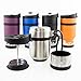 Double Shot 3.0 French Press Travel Coffee Mug, 16 oz - Brü-Stop Technology with Storage Base and Spill Proof Lid - Stainless Steel with Non-Slip Texture - Mountain Lake Blue
