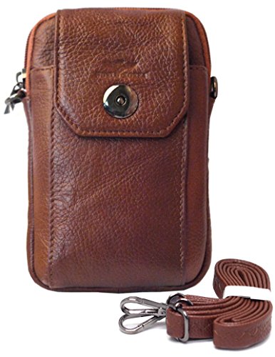 Small Bag Waist Pack Messenger Bags Tactical Cellphone Phone Pouch Bum Leather Travel Bags Cases Holsters Saddlebag (H3 BROWN)