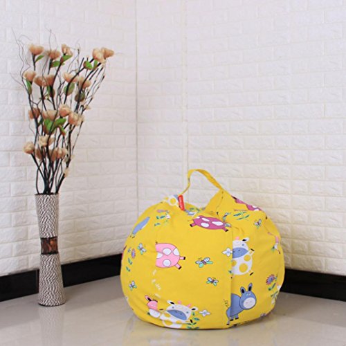 Auwer Stuffed Animal Storage Kid Bean Bag Chair - Plush Toy Storage for your Child's Stuffed Animals and Blankets (A 2)