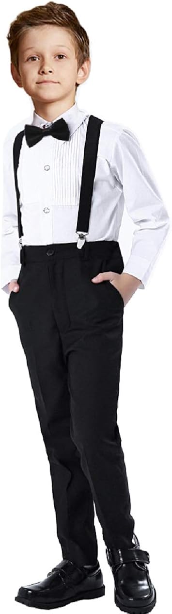 SaiLiiny Boys 4 Pieces Suits Slim Fit Outfits Vest Sets Black Blue Formal Dresswear for Boy: Clothing