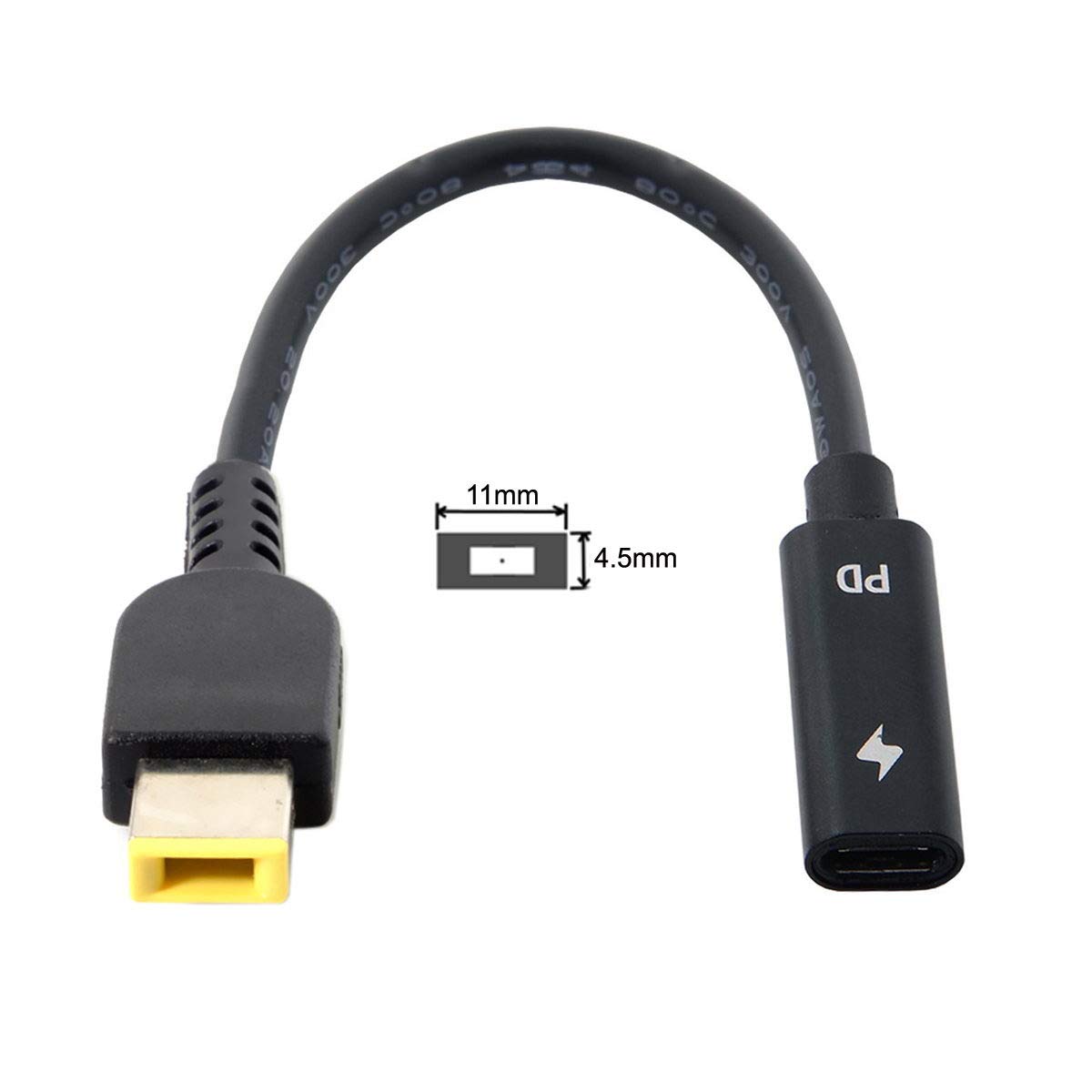 Photo 1 of cablecc Type C USB-C to Rectangle 11.0x4.5mm Power Plug PD Emulator Trigger Charge Cable for ThinkPad X1 Carbon