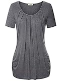 Pleated Blouse,Timeson Tunic Shirts Loose Fitting Shirts Drape Front Knit T Shirt Dark Grey Large