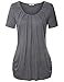 Timeson Pleated Blouse, Tunic Shirts Loose Fitting Shirts Drape Front Knit T Shirt Dark Grey Large